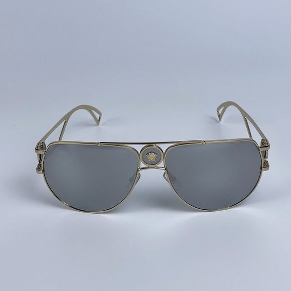 Versace VE2225 12526G Sunglasses Aviator Gold Gray Metal Mirrored Unisex main image 6
